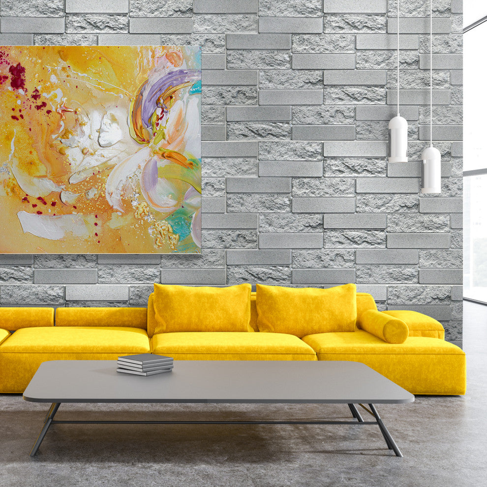 Grey Cement Brick 3D Wall Panels, Set of 10, Covers 52.8 Sq Ft