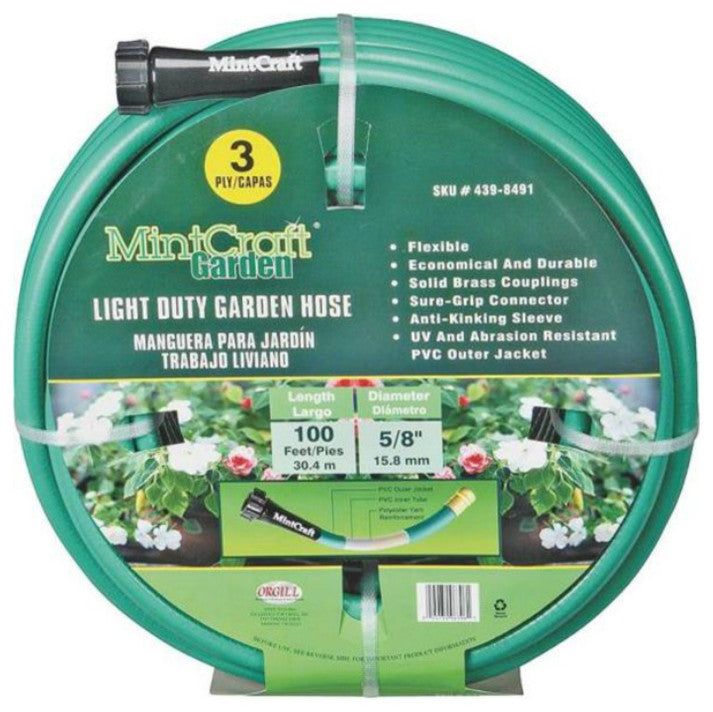 Mintcraft GH-58503-1003L Light Duty 3 Ply PVC Garden Hose, 5/8" x 100'