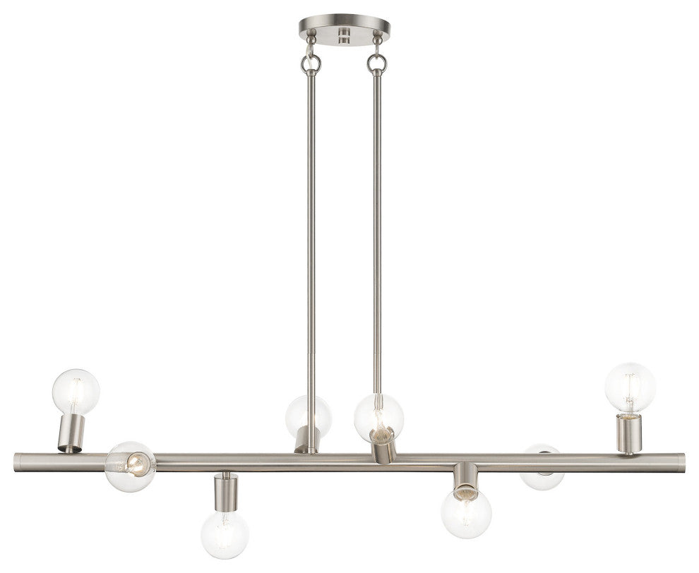 Livex Lighting Bannister 8-Light Brushed Nickel Large Chandelier