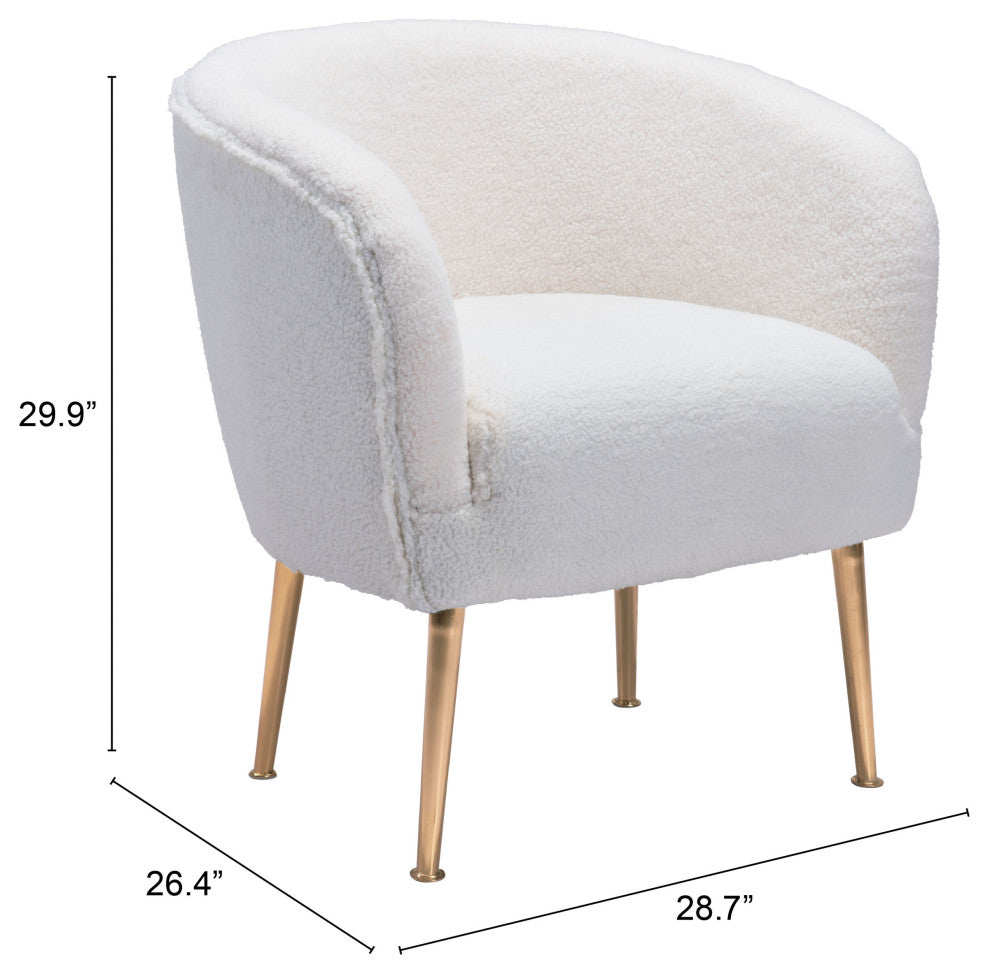 Sherpa Accent Chair Beige & Gold