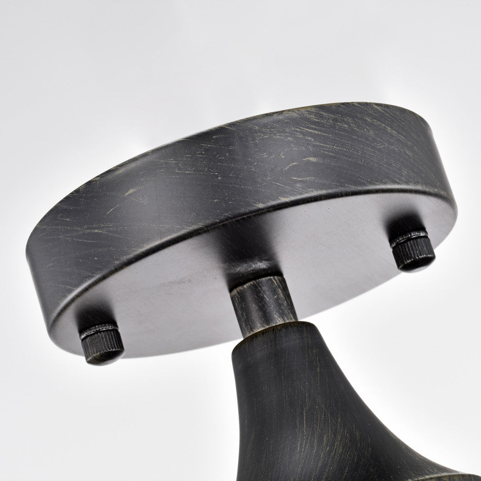 Kay 4-Light Antique Black Sputnik Natural Wood Flush Mount