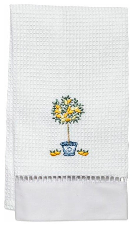 Waffle Weave Guest Towel, Lemon Topiary Tree
