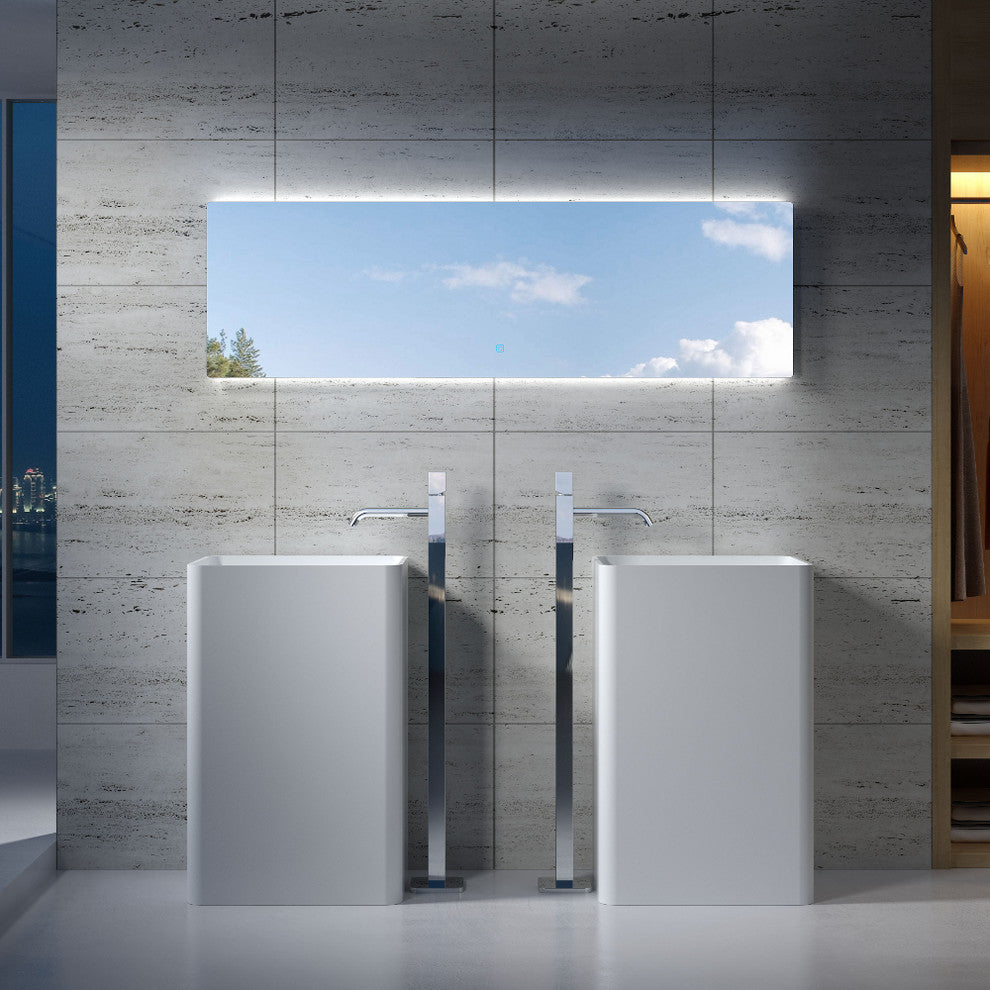 21" Polystone Free-Standing Bathroom Sink, Matte White, No Faucet