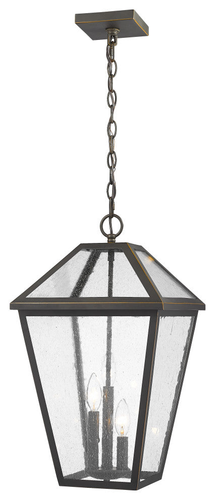 Zlite 579CHXL-ORB 3-Light Outdoor Chain Mount Ceiling Fixture, Seedy