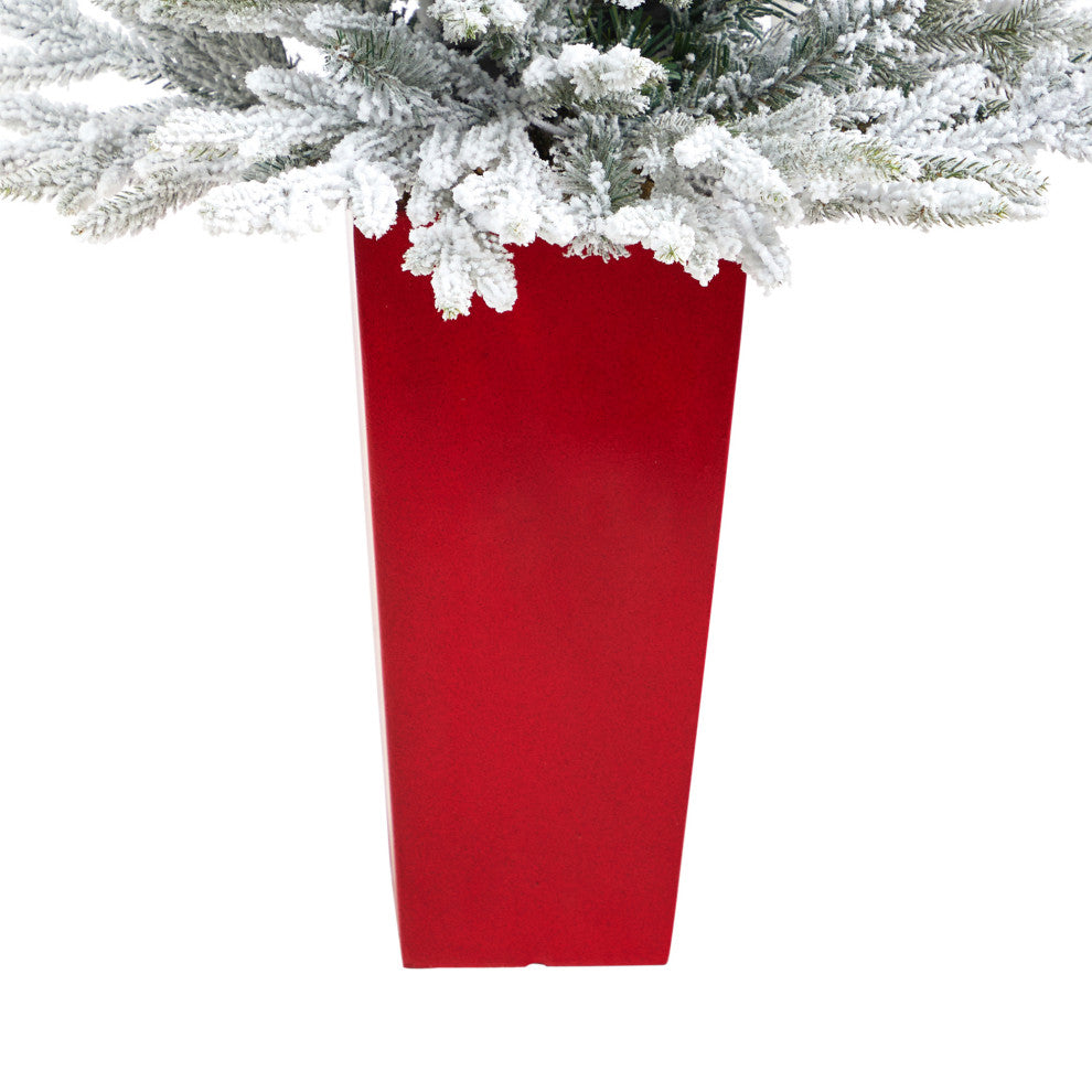4' Flocked Fraser Fir Faux Xmas Tree W/200 Lights & 481 Bendable Branches