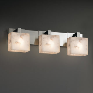 Alabaster Rocks! Modular 3-Light Bath Bar, Rectangle, Nickel, LED