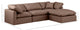 Indulge Upholstered Modular L-Shaped Sectional, Brown, 4-Piece: 1 Armless Chair, 2 Corner Chair, 1 Ottoman, Fiber Stuffed Vegan Leather