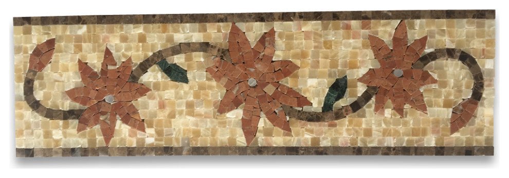 Marble Mosaic Border Listello Tile Fatsia Rojo 5.9x19.7 Polished, 1 piece