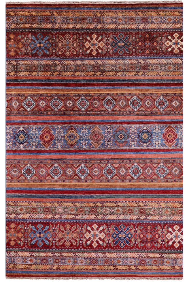 Hand Knotted Tribal Khorjin Wool Rug 6' 5" X 9' 10" Q7688