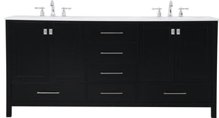 Classic Black Double Bathroom Vanity 72"