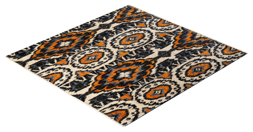 Modern, One-of-a-Kind Hand-Knotted Area Rug Ivory, 6'' 2" x 6'' 2"