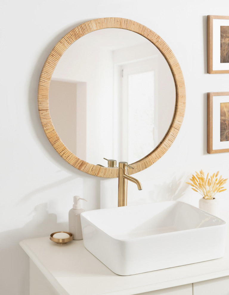 Rahfy Framed Wall Mirror, Natural 28"