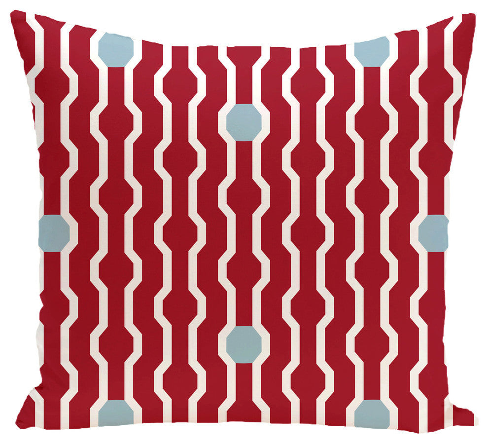 Nuts And Bolts, Decorative Geometric Print Pillow, Red, 20"x20"