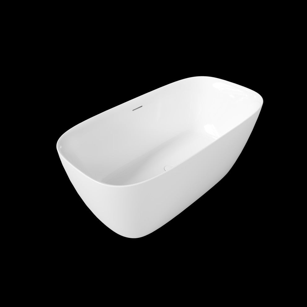 Perlato Catalonia Freestanding Soaking Tub, White, 59"