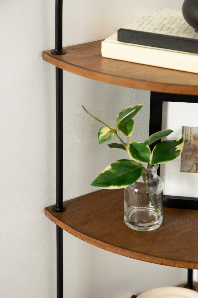 Walters Corner Shelf, Rustic Brown/Black, 17"x12"x35"