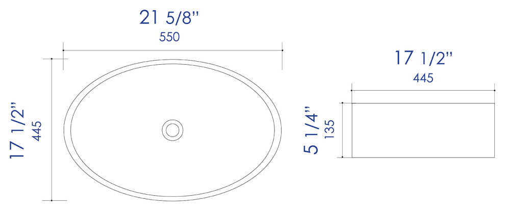 Alfi Brand Abc911 White 22" Oval Above Mount Ceramic Sink