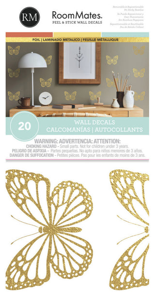 Gold Butterfly Peel And Stick Wall Decals