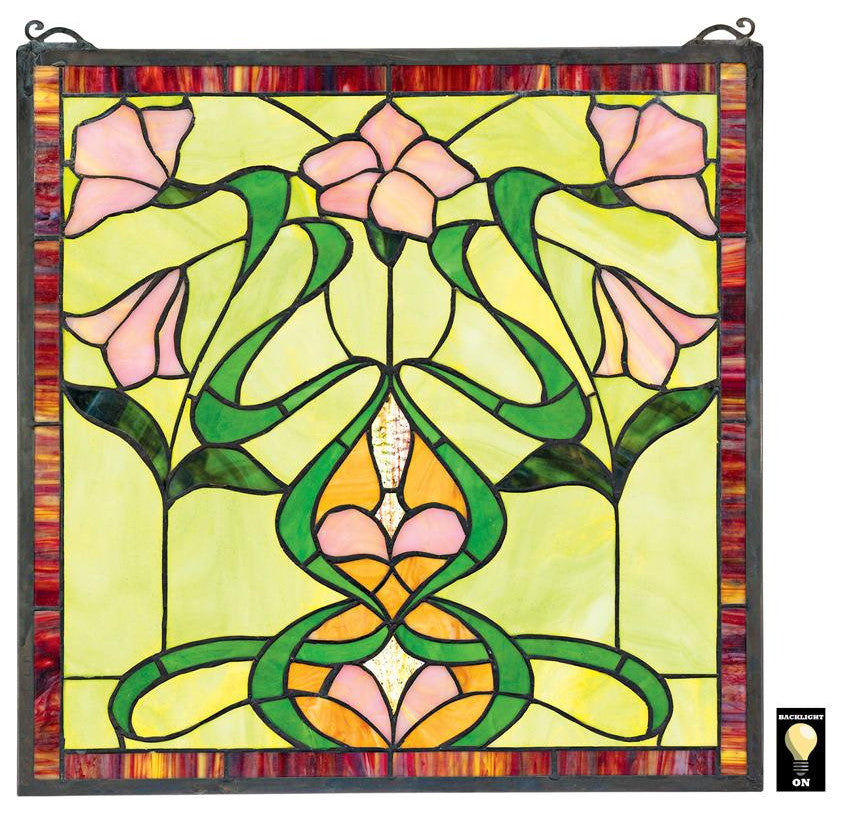 Nouveau Lily Stained Glass Window