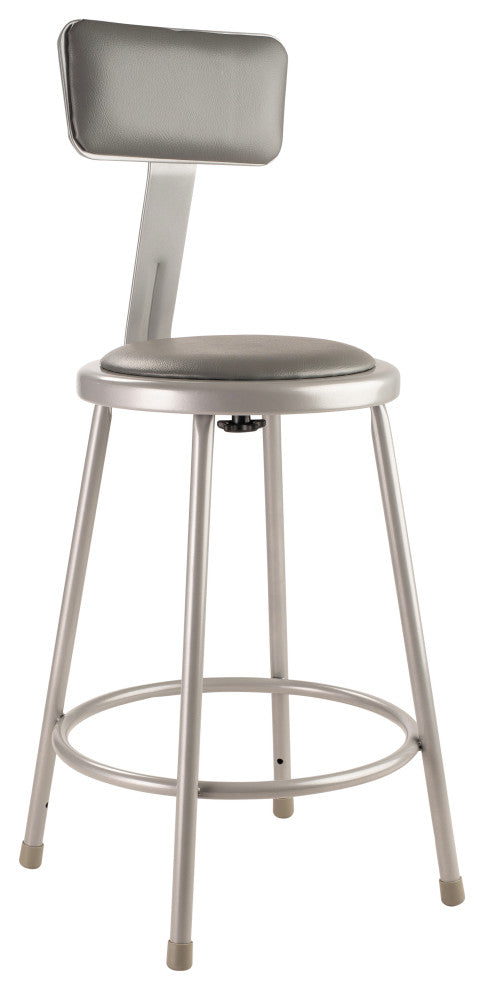 NPS 24"Heavy Duty Vinyl Padded Steel Stool With Backrest, Grey