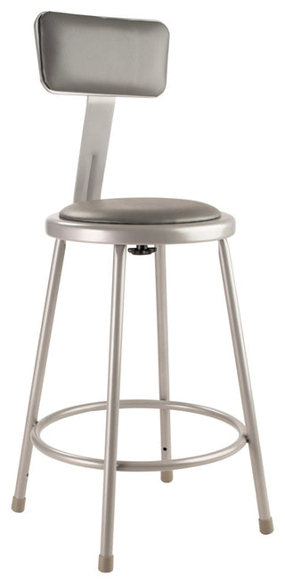 NPS 24"Heavy Duty Vinyl Padded Steel Stool With Backrest, Grey