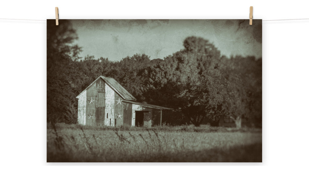 Patriotic Barn in Field Landscape Photo Unframed Wall Art Print, 16" X 20"
