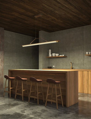 Penna 64 LED Pendant, Brushed Brass/Dark Stained Walnut, 120v