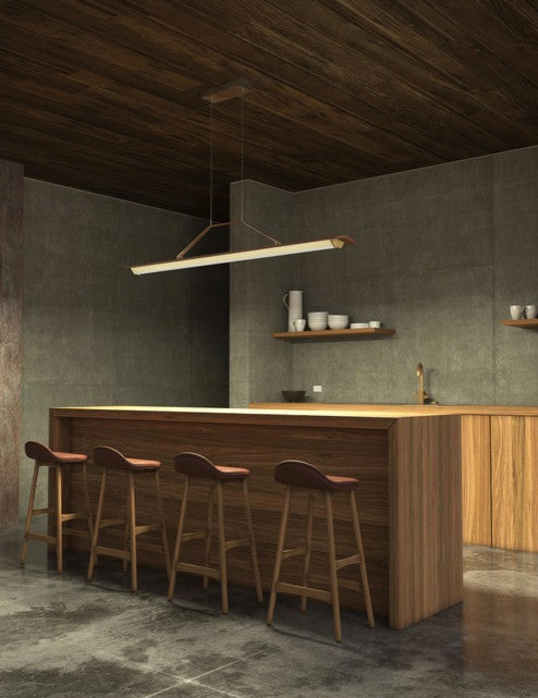 Penna 64 LED Pendant, Brushed Brass/Dark Stained Walnut, 120v