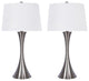 29" Brushed Nickel Table Lamp Hourglass Body, Set of 2