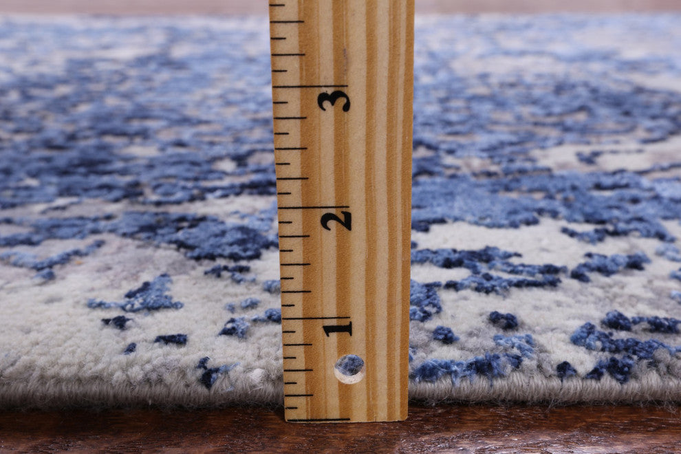 Runner Wool and Silk Modern Handmade Rug 3' 0" X 12' 4" Q9069