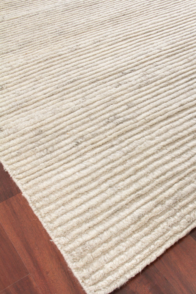 Kaza Hand-Knotted Wool Light Silver/Ivory Area Rug, 9'x12'