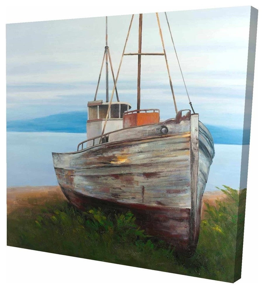 Old Abandoned Boat, Fine Art Gallery Wrapped Canvas, 24"x24"