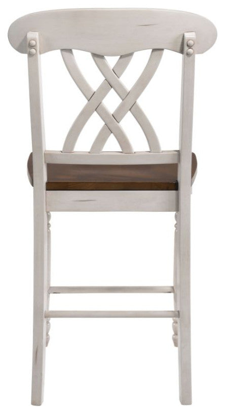 Acme Dylan Counter Height Chair Set of 2 Buttermilk and Oak