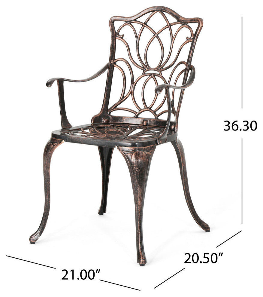 GDF Studio Barbara Outdoor 4-Seater Cast Aluminum Round-Table Dining Set
