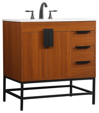 Home Living 22" Modern Teak-Light Bathroom Vanity