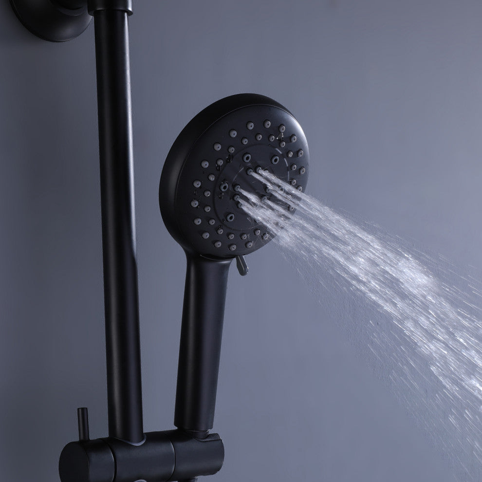 Shower System with 5 Settings Handheld Shower Head ( Not Included Rough Valves), Matte Black