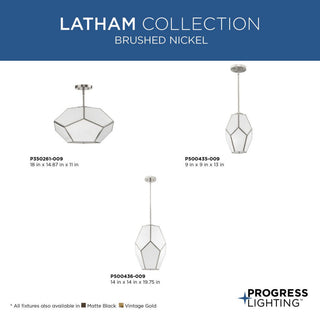 Latham Collection 1-Light Contemporary Pendant, Brushed Nickel