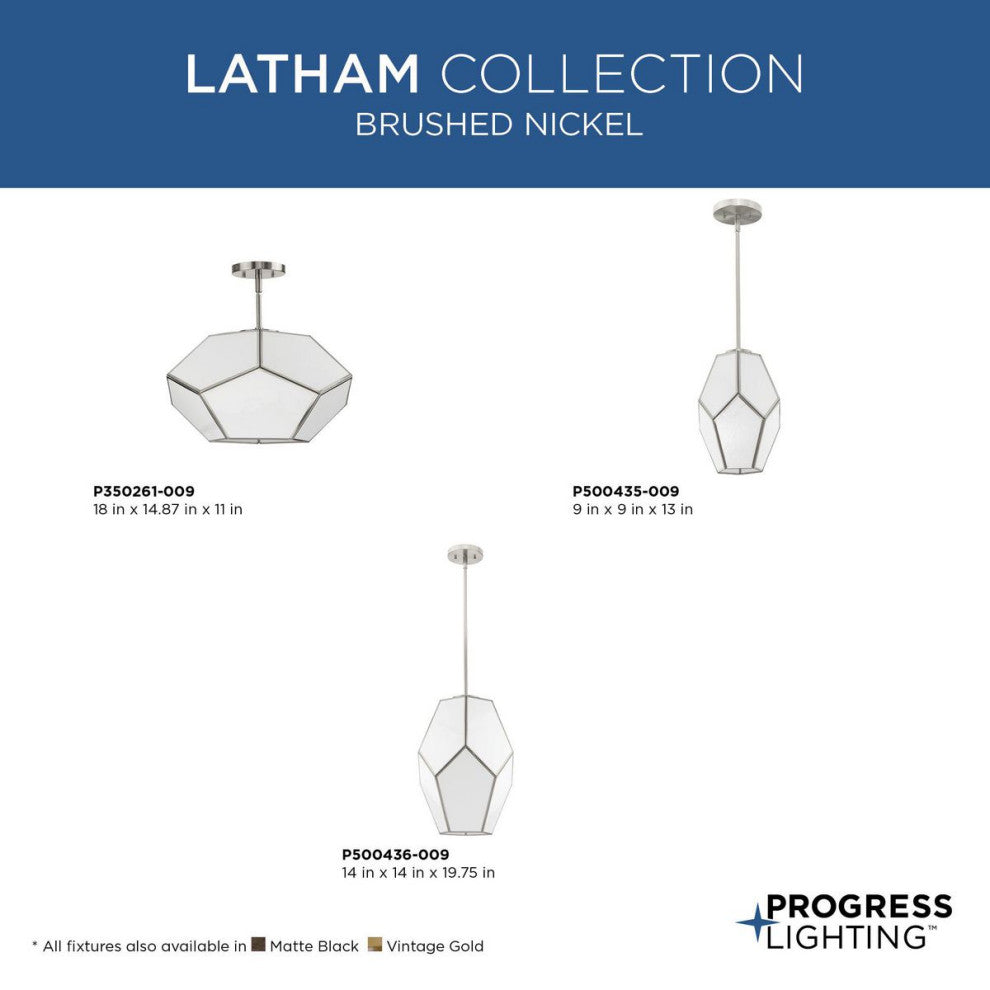 Latham Collection 1-Light Contemporary Pendant, Brushed Nickel