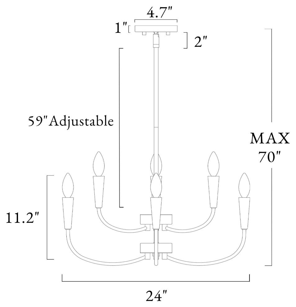 LNC 6-Light Matte Black Candle Modern/Contemporary LED Indoor Chandelier