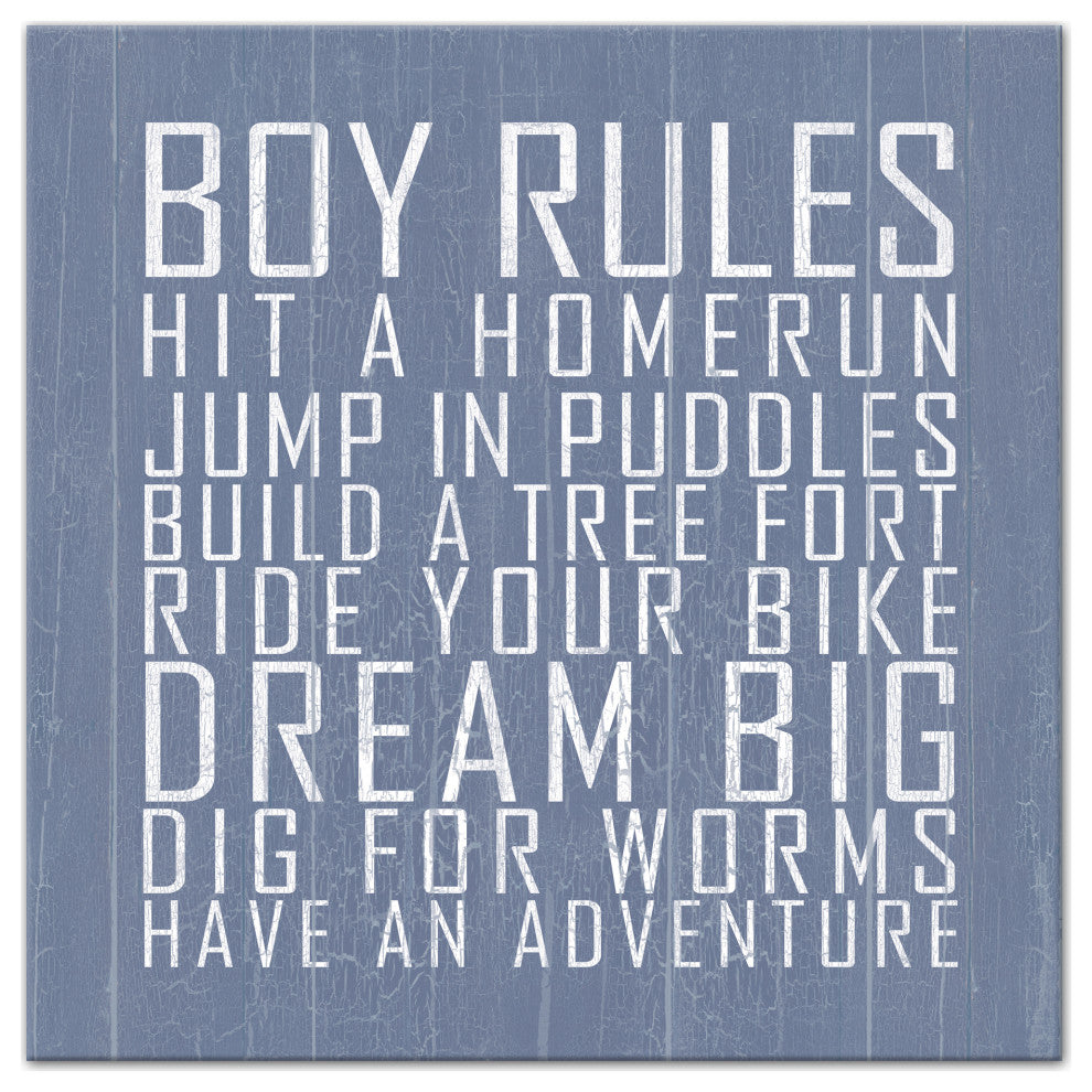 Boy Rules 24x24 Canvas Wall Art