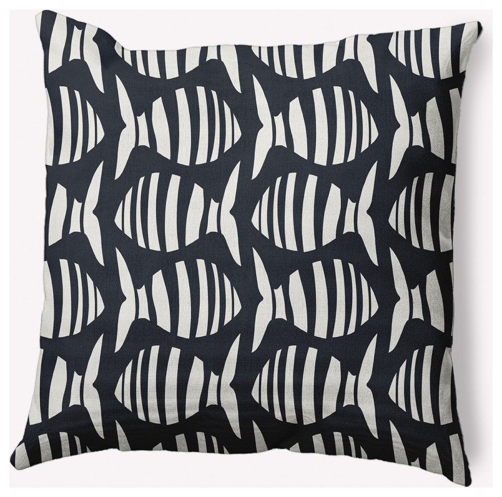 18x18" Swimming School Nautical Decorative Indoor Pillow, Shark Blue