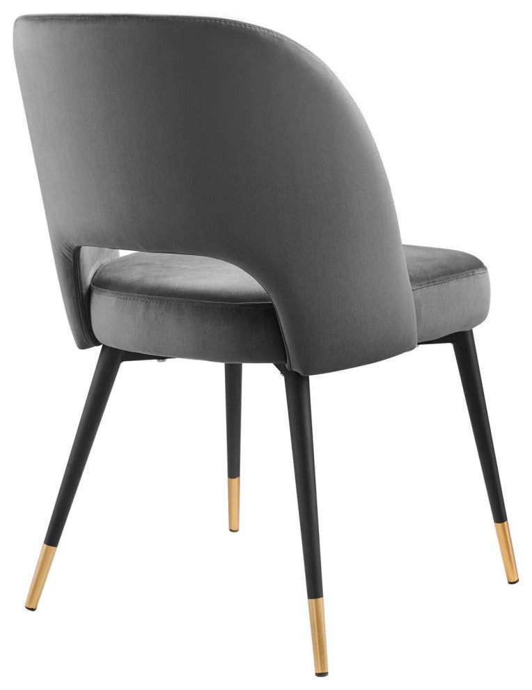 Rouse Performance Velvet Dining Side Chairs Set of 2 Charcoal