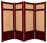 4' Tall Low Jute Shoji Screen, 4 Panel, Rosewood