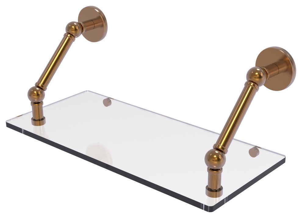 Prestige Skyline 18" Floating Glass Shelf, Brushed Bronze