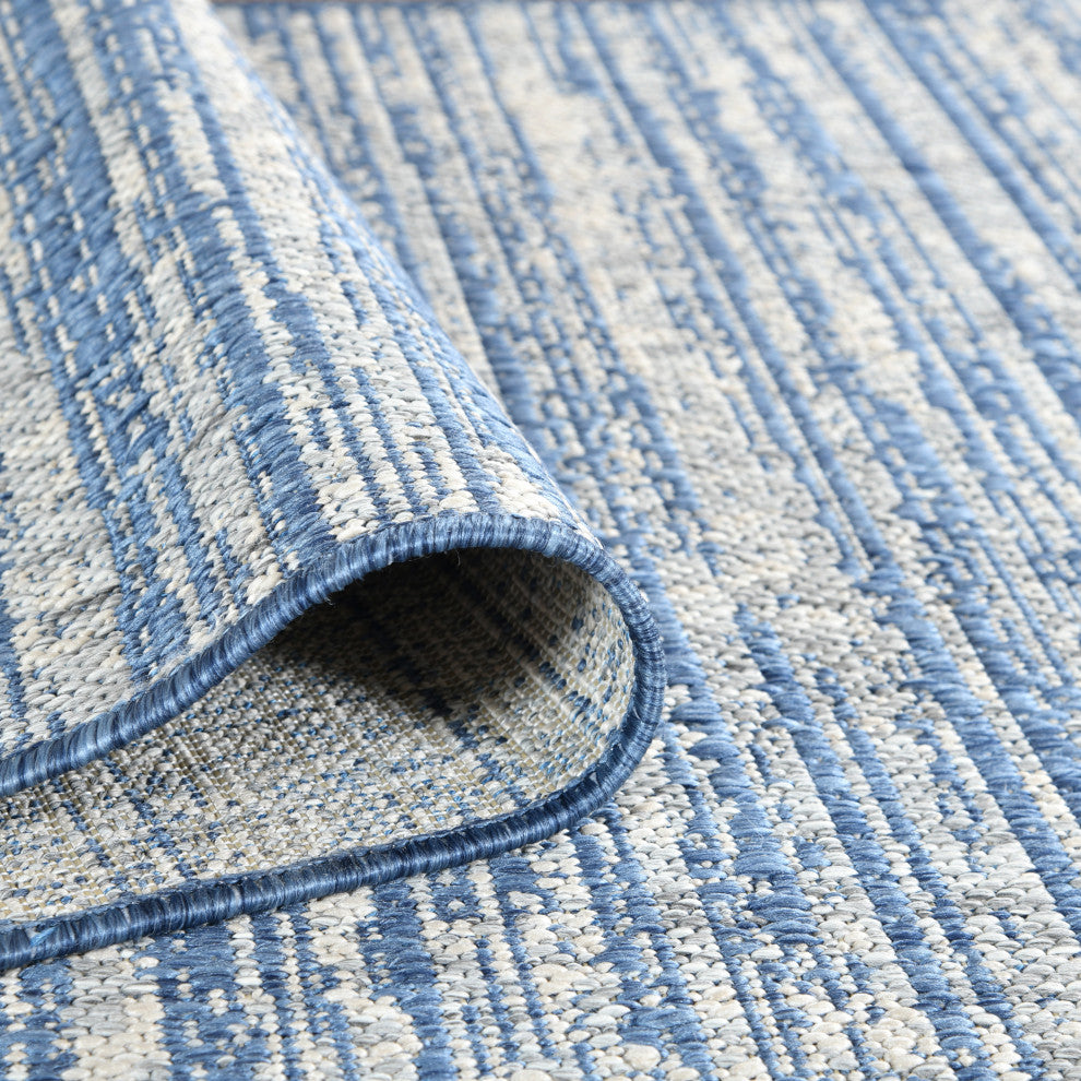 Maryland Cecil Indoor/Outdoor Area Rug, Blue, 8' x 10', Striped