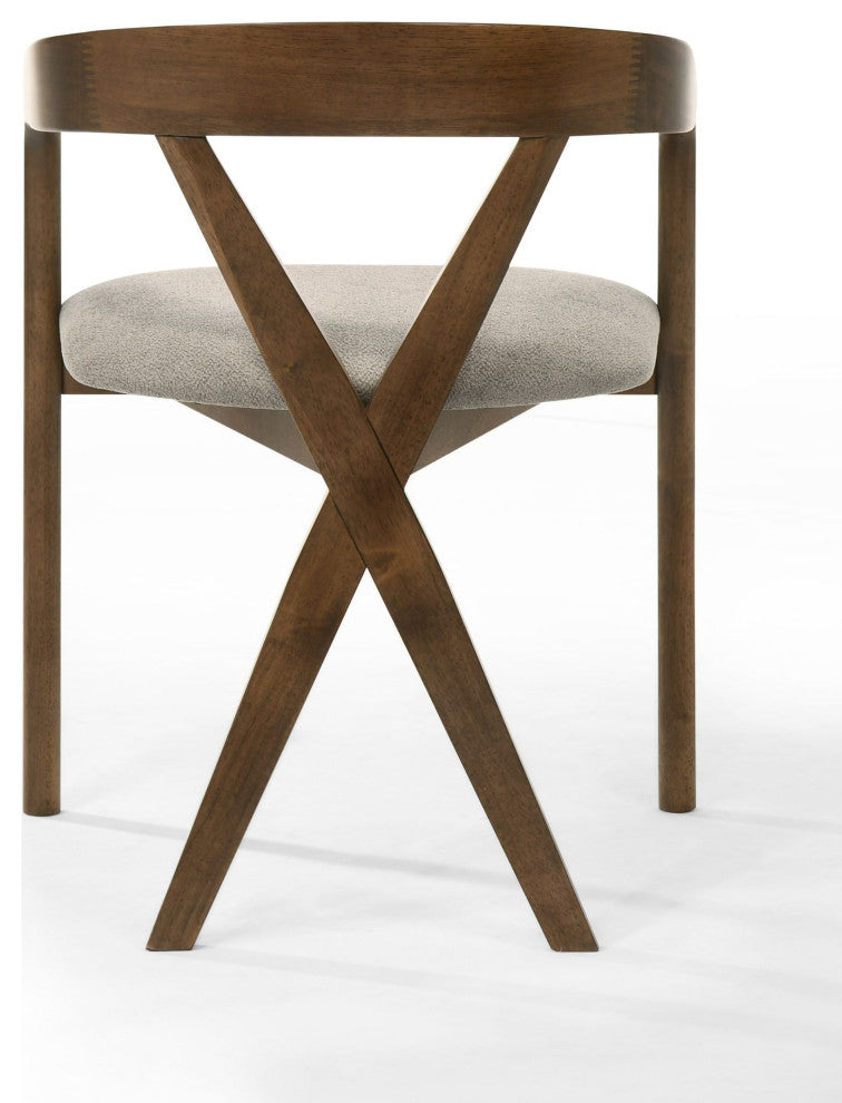 Modrest Weiss Mid-Century Modern Light Brown Fabric, Walnut Dining Chair