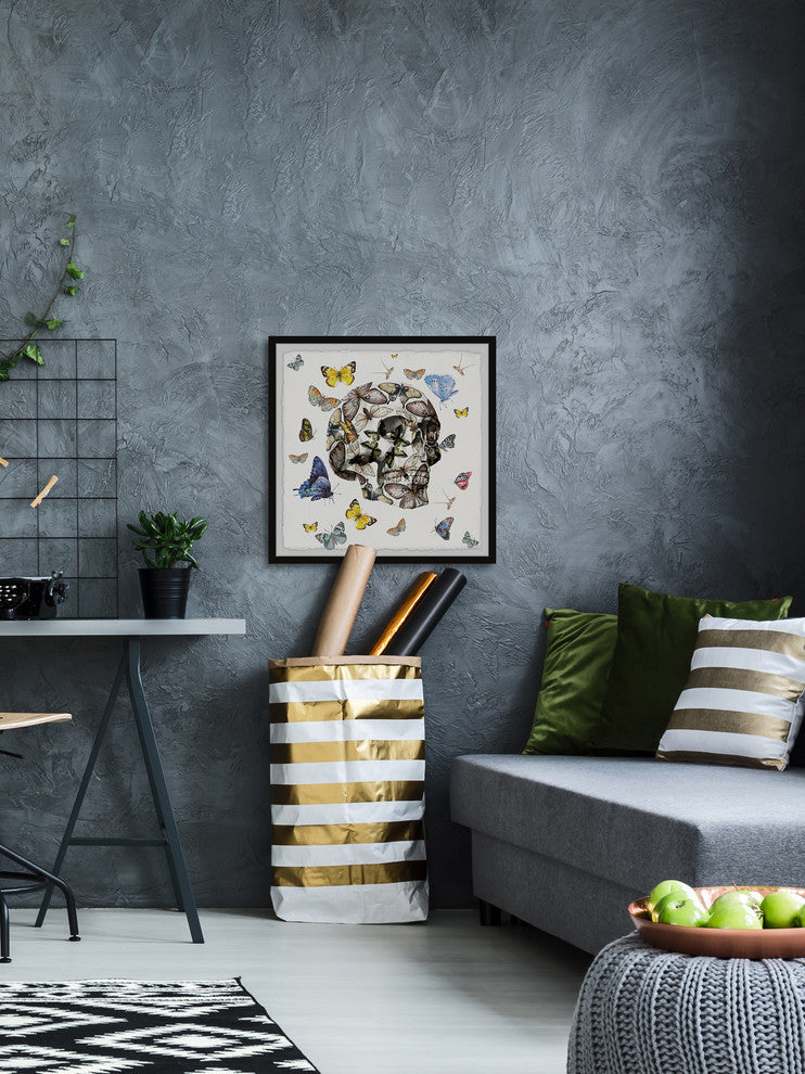 "Butterfly Skull Escape" Framed Painting Print, 18"x18"