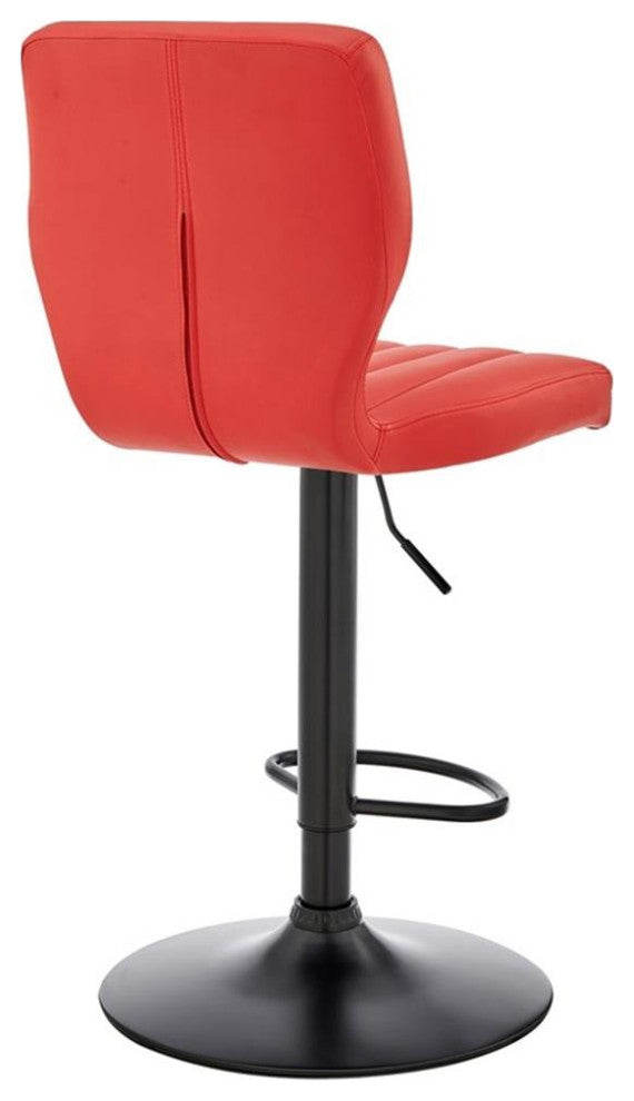 Armen Living The Bardot 25-36" Faux Leather Swivel Bar Stool in Red/Black