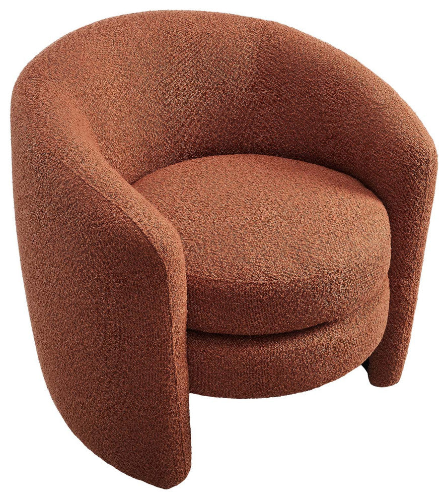 Affinity Upholstered Boucle Fabric Curved Back Armchair