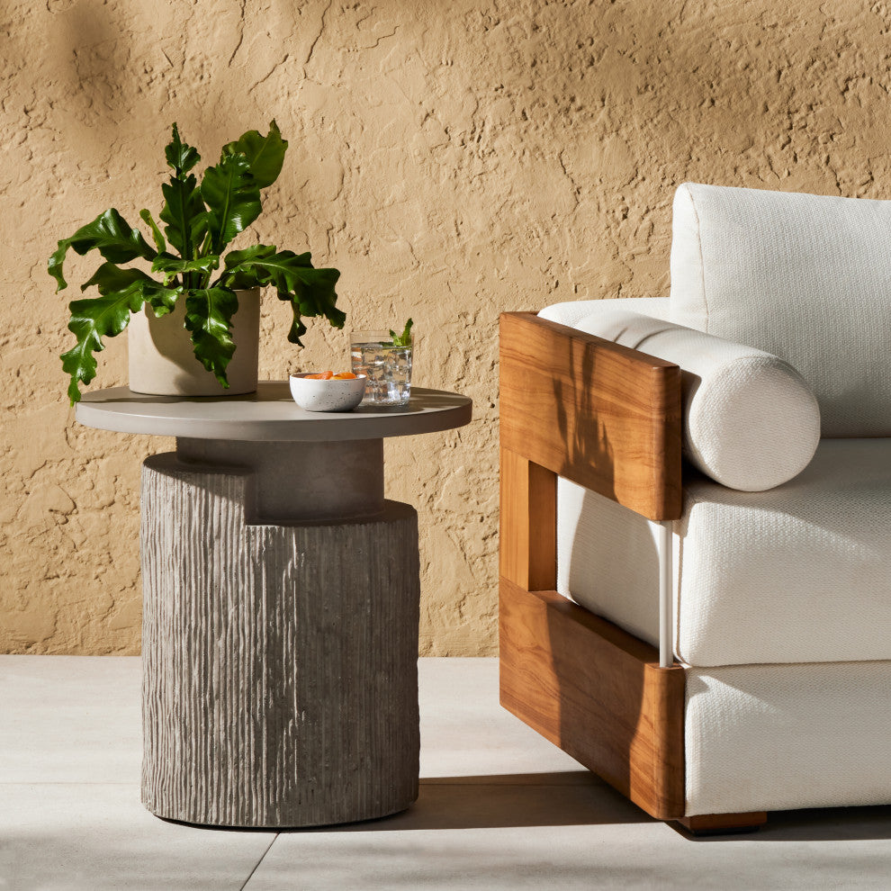 Huron Outdoor End Table-Textured Flint