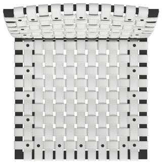 Urban Woven Genuine Leather Rectangular  28" Barstool, White